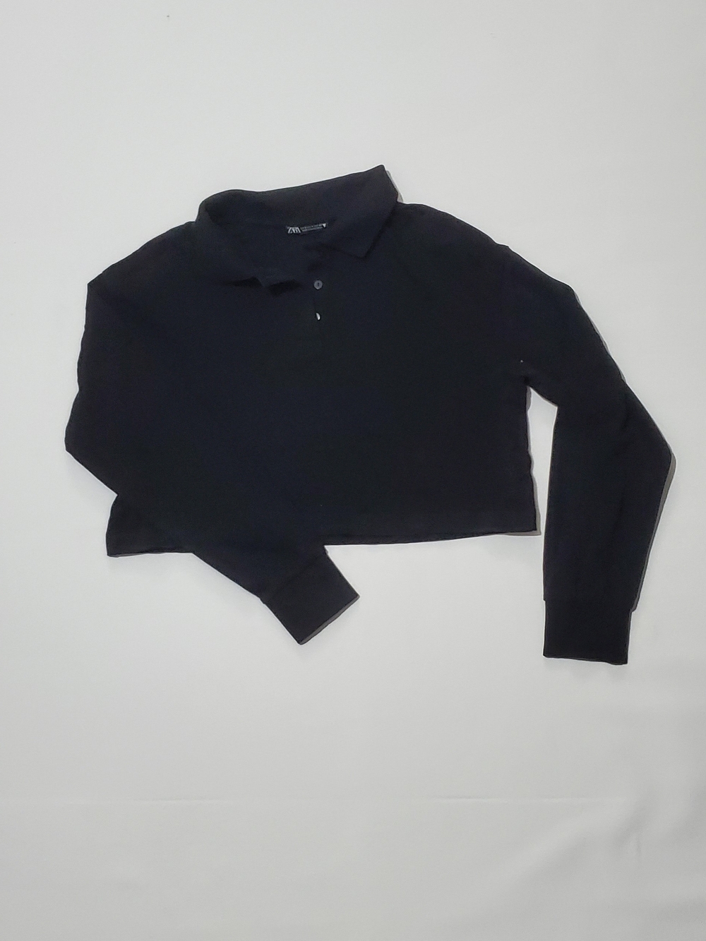 Zara Black Cropped Polo Sweater